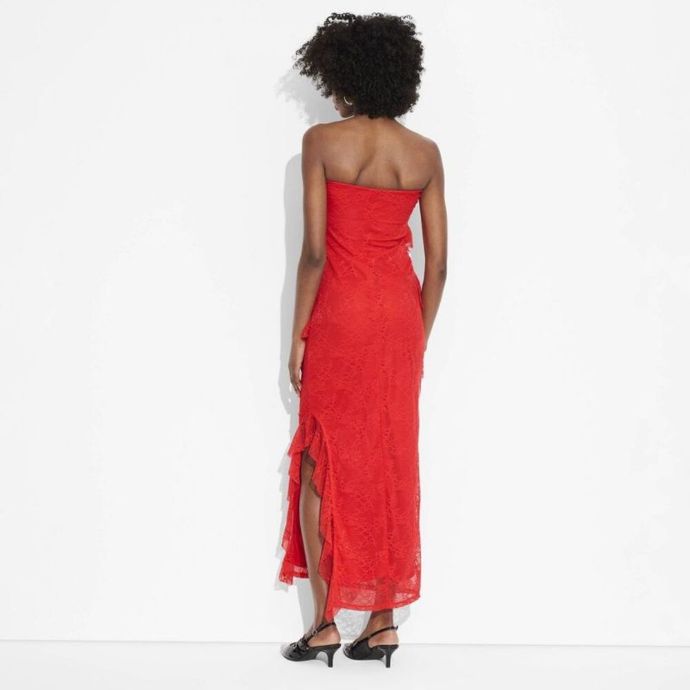 Wild Fable Strapless Red Ruffle Dress - Picture 3 of 3